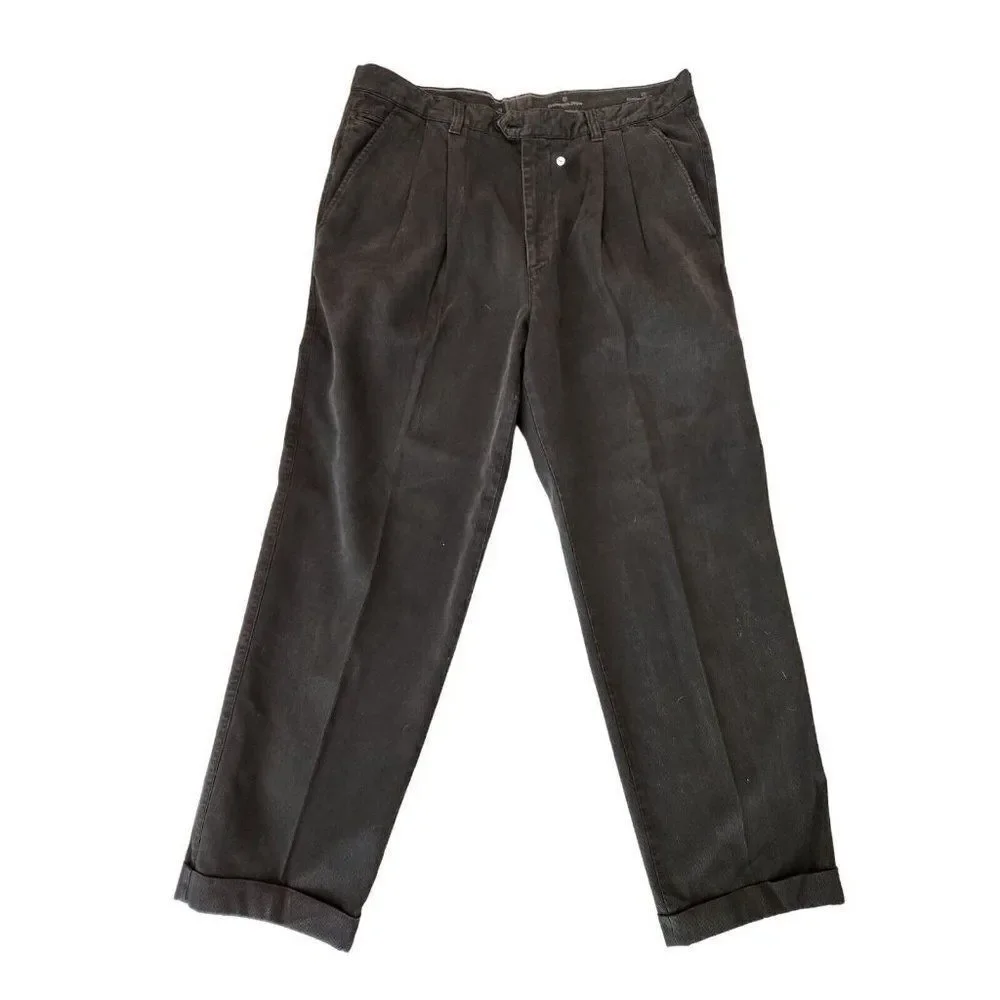 Vintage 90s Ermenegildo Zegna Mens Black Pants 40 x 30